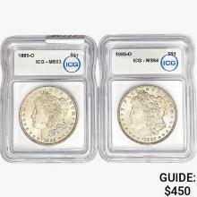 [2]1885-O Morgan Silver Dollar ICG MS63-64