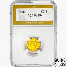 1905 $2.50 Gold Quarter Eagle PGA MS65+