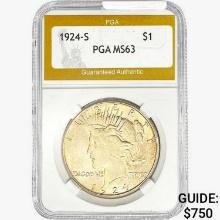 1924-S Silver Peace Dollar PGA MS63