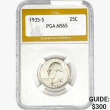 1935-S Washington Silver Quarter PGA MS65