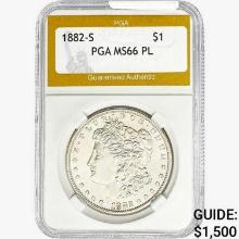 1882-S Morgan Silver Dollar PGA MS66 PL