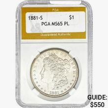 1881-S Morgan Silver Dollar PGA MS65 PL