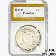 1934-D Silver Peace Dollar PGA MS67