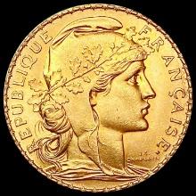 1908 France Gold 20 Francs .1867oz AGW GEM BU