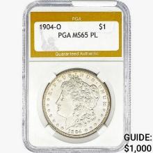 1904-O Morgan Silver Dollar PGA MS65 PL