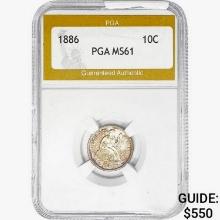 1886 Seated Liberty Dime PGA MS61