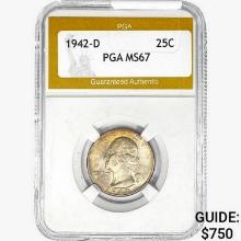 1942-D Washington Silver Quarter PGA MS67