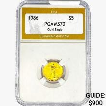 1986 1/10oz $5 AGE PGA MS70