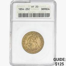 1854 Seated Liberty Quarter ANACS VF20