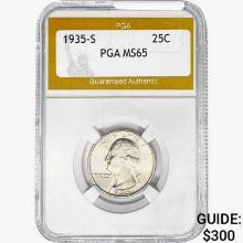 1935-S Washington Silver Quarter PGA MS65