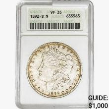 1892-S Morgan Silver Dollar ANACS VF35