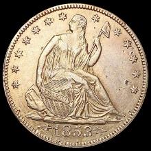 1853 Arrows and Rays Seated Liberty Half Dollar LIGHTLY CIRCULATED