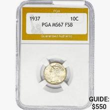 1937 Mercury Silver Dime PGA MS67 FSB