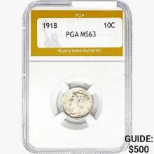 1918-D Mercury Silver Dime PGA MS63