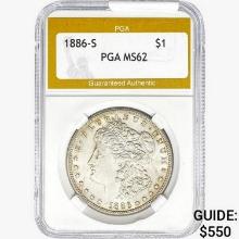 1886-S Morgan Silver Dollar PGA MS62