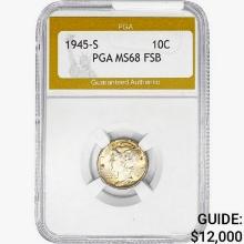 1945-S Mercury Silver Dime PGA MS68 FSB