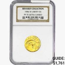 1986-W 1/4oz Gold $5 Statue of Liberty NGC PF70 UC