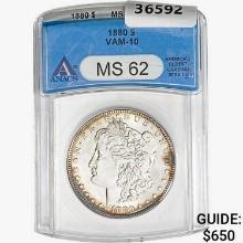 1880 Morgan Silver Dollar ANACS MS62 VAM-10