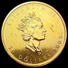 2003 Canada 1oz Gold Maple Leaf SUPERB GEM BU