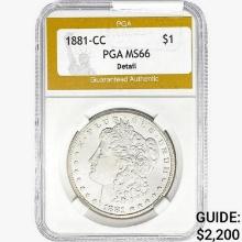 1881-CC Morgan Silver Dollar PGA MS66 Detail