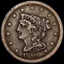 1850 Braided Hair Half Cent LIGHTLY CIRCULATED