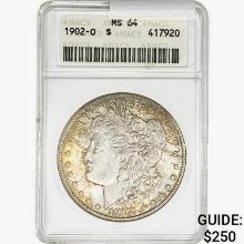 1902-O Morgan Silver Dollar ANACS MS64