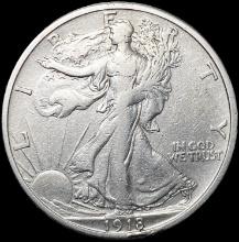 1918-S Walking Liberty Half Dollar LIGHTLY CIRCULATED