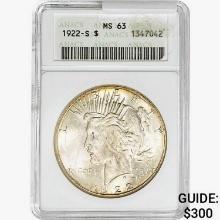 1922-S Silver Peace Dollar ANACS MS63