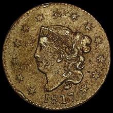 1817 13 Stars Coronet Head Large Cent LIGHTLY CIRCULATED