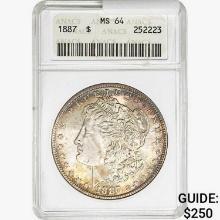 1887 Morgan Silver Dollar ANACS MS64