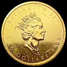 2003 Canada 1oz Gold Maple Leaf SUPERB GEM BU