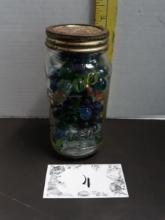 Vintage Mason Jar with marbles