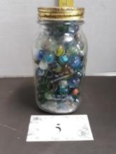 Vintage Mason Jar with marbles