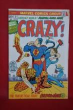 CRAZY #3 | THE FANTASTICAL FOUR! | TRIMPE & SEVERIN - 1973 | *CORNER DAMAGE - SEE PICS*