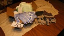 Box of dot gloves and work gloves