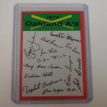 1974 TOPPS BASEBALL OAKLAND ATHLETICS TEAM CHECKLIST