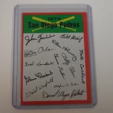 1974 TOPPS BASEBALL SAN DIEGO PADRES TEAM CHECKLIST