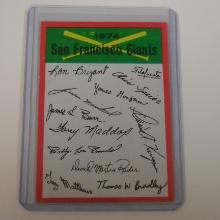 1974 TOPPS BASEBALL SAN FRANCISCO GIANTS TEAM CHECKLIST