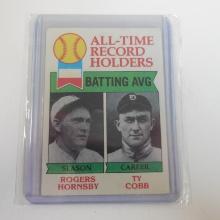 1979 TOPPS BASEBALL ALL TIME LEADERS ROGERS HORNSBY TY COBB