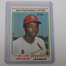 1978 TOPPS #1 LOU BROCK 1977 RECORD BREAKER ALL TIME STOLEN BASE LEADER