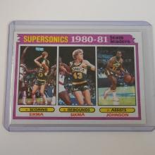 1981-82 TOPPS #64 SEATTLE SUPERSONICS TEAM LEADERS SIKMA JOHNSON