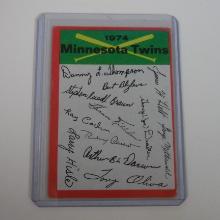 1974 TOPPS BASEBALL MINNESOTA TWINS TEAM CHECKLIST