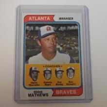 1974 TOPPS #634 EDDIE MATHEWS BRAVES MANAGER CARD CLEAN SHARP