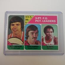 1975-76 TOPPS #223 1974-75 ABA 3-PT FG PERCENT LEADERS