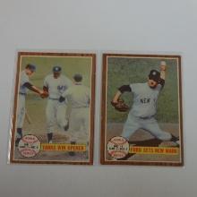 1962 TOPPS BASEBALL 1961 WORLD SERIES TWO CARD LOT YANKEES REDS