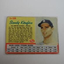 1962 POST BASEBALL #109 SANDY KOUFAX HAND CUT LOS ANGELES DODGERS