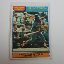 1976 TOPPS BASEBALL #1 HANK AARON RECORD BREAKER BRAVES