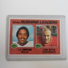 1976 TOPPS FOOTBALL #203 O.J. SIMPSON AND JIM OTIS RUSHING LEADERS