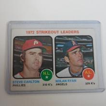 1973 TOPPS BASEBALL #67 1972 STRIKEOUT LEADERS STEVE CARLTON NOLAN RYAN