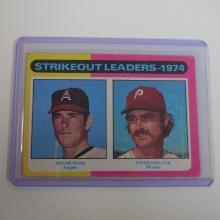 1975 TOPPS BASEBALL #312 1974 STRIKEOUT LEADERS NOLAN RYAN STEVE CARLTON